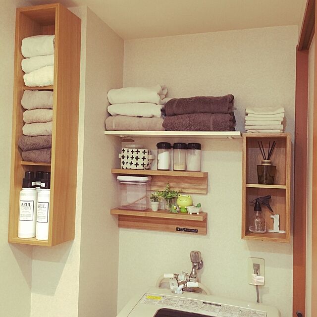 My Shelf,壁に付けられる家具,配置換え,無印,洗面所,バスタオル,タオル収納 funiの部屋