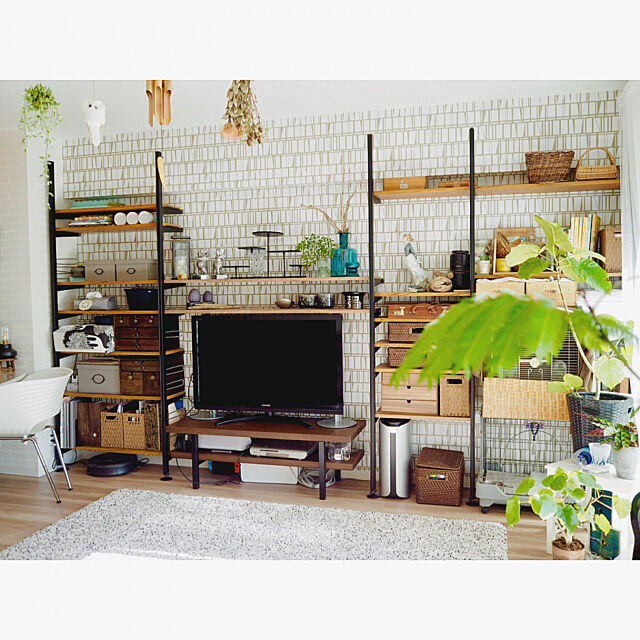 My Shelf,ナガノインテリア テレビボード,テレビ台,壁面収納,IKEAの花瓶,IKEAの棚 kokohanoの部屋