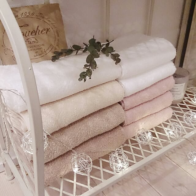 Bathroom,ビッグフェイスタオル,タオル,タオル収納,トゥシェ,トゥシェタオル,ヒオリエ comiriの部屋