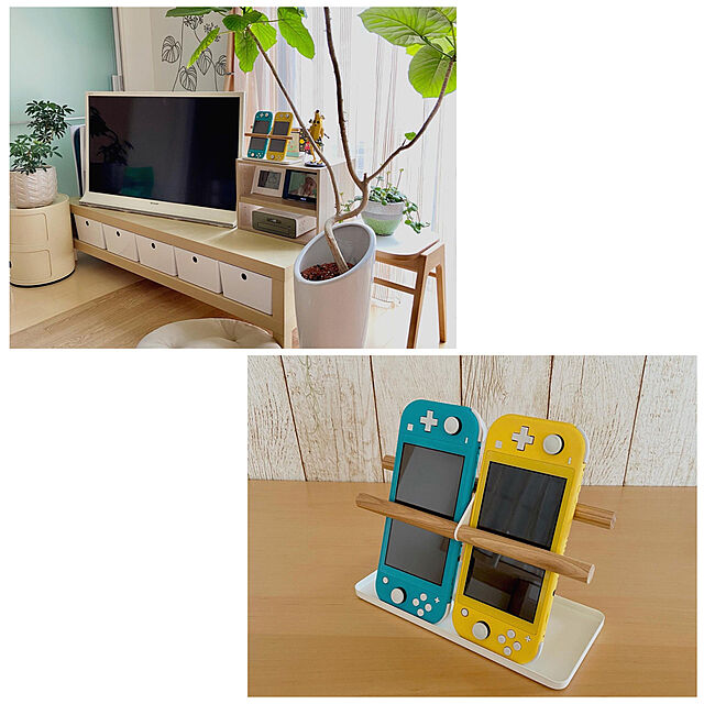 こどもと暮らす。,観葉植物,IKEA,テレビ周り,テレビボード,ニンテンドースイッチ,ゲーム収納,ゲーム機収納,ゲーム,トスカ,山崎実業,北欧ナチュラル,ナチュラルインテリア,Lounge,収納,Nintendo switch,いただきもの miyuの部屋