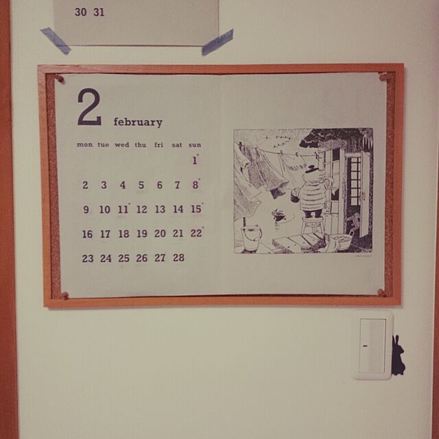 On Walls,ムーミン,ムーミンカレンダー,ダイソーのコルクボード,ダイソー,2015 カレンダー onedropの部屋