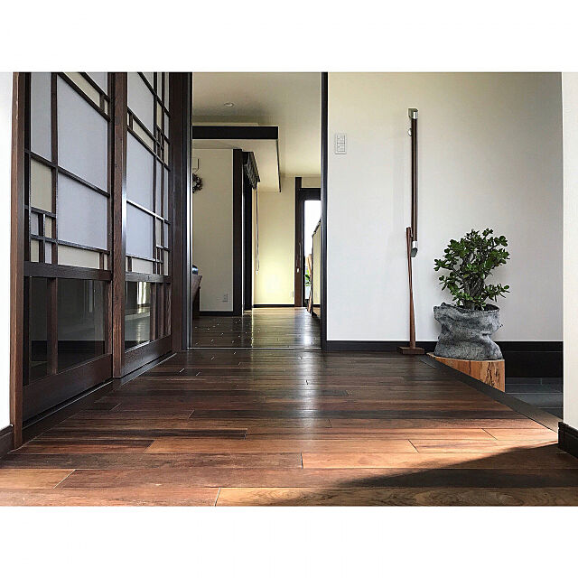 Entrance,デザイン障子,障子,和モダン,無垢の床,植物のある暮らし,無垢材の床 tajiの部屋