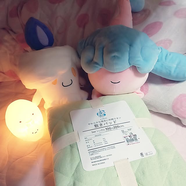 Bedroom,２LDK,賃貸,シャンブル,シャンブル雑貨,敷きパッド,子どもと暮らす,子どものいる生活,子どものいる暮らし,ポケモン,ポケモンぬいぐるみ,女の子の部屋,すみっコぐらし,麻綿,リネン mahiro34の部屋
