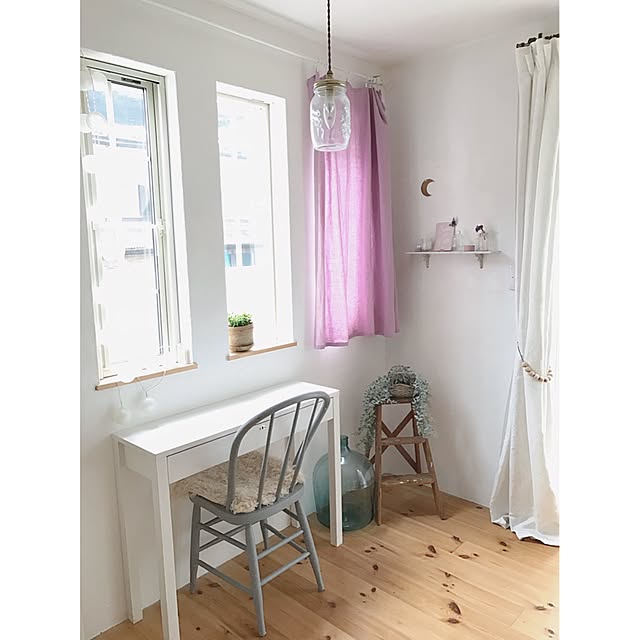 My Desk,格子窓,IKEA,ジャー照明,フランフラン,アンティークラダー,モモナチュラル,カーテン,中古住宅,中古を買ってリノベーション,海外インテリアに憧れる,セルフリノベーション,リネンのカーテン saooo39の部屋