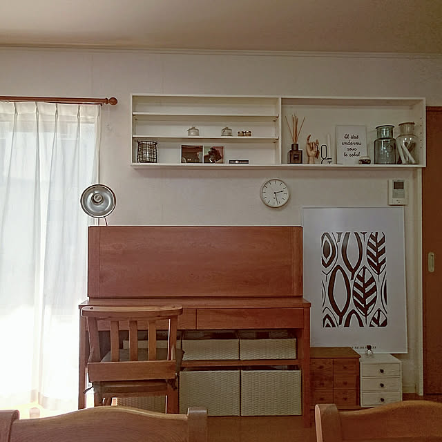 Lounge,オーダー家具,ブラックチェリー,家具工房treehouse,ドレッサー,デスク,木と白と黒が好き,時計,低反射アートフレーム k202128ttの部屋
