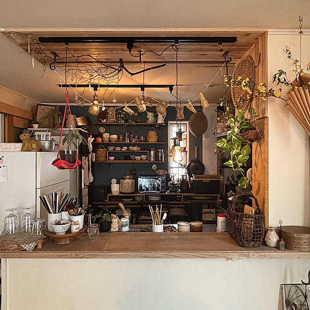 Kitchen,好きな空間を増やす,カウンターDIY,建売でも諦めない,ルーバー天井風,吊り戸棚撤去,蛍光灯からダクトレールへ,DIY okkunの部屋