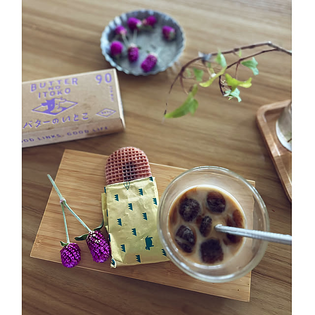 My Desk,ドライフラワー,花,おうち時間,ティータイム,夏,おうちカフェ,おやつタイム,千日紅,RCの出会いに感謝♡,スリーピー,見てくれてありがとう♡,暮らしのひとコマ,バターのいとこ,スタンダードプロダクツ,スタプロダブルウォールグラス,スリーピーコースタートレー,季節限定ブルーベリー,トレイ CoCo0617の部屋