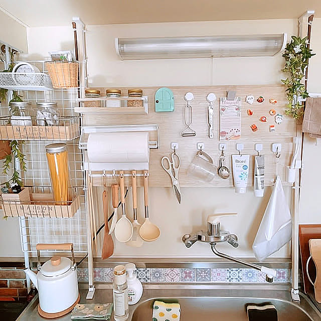 Kitchen,キッチン,リメイクシート,キッチンツール,台所,一人暮らし,ダイソー,ナチュラル,100均,セリア,賃貸,プチプラ雑貨,節約インテリア,3COINS,スリコ,ニトリ,ひとり暮らし Hazukiの部屋