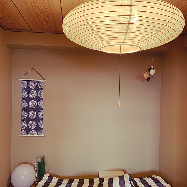 セリア　てぬぐい,和室のインテリア,和室,On Walls,和室の照明,モビール,インゲラ・アリアニウス,和室×北欧,プケッティもどき,北欧好き,北欧テイスト,手ぬぐいタペストリー mitanarudoの部屋