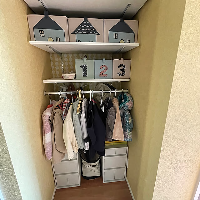 Entrance,IKEA クローキグ,IKEA バーンドローム,無印良品　ポリプロピレン引き出しケース,廊下収納,通学・通園グッズ収納,こどもと暮らす,ダイケン トリニティ moo-miiの部屋
