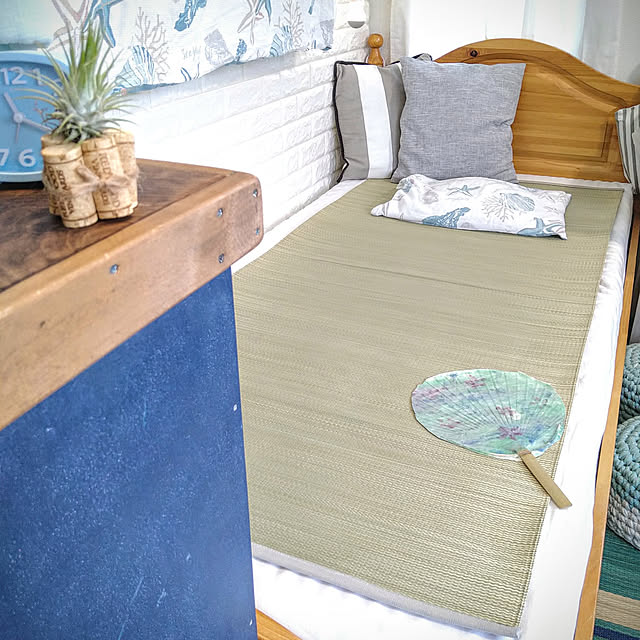Bedroom,い草のある暮らし,い草シーツ,子供部屋,寝ござ,リメイク,涼感寝具,快適,DIY,黒板塗料 yumiの部屋