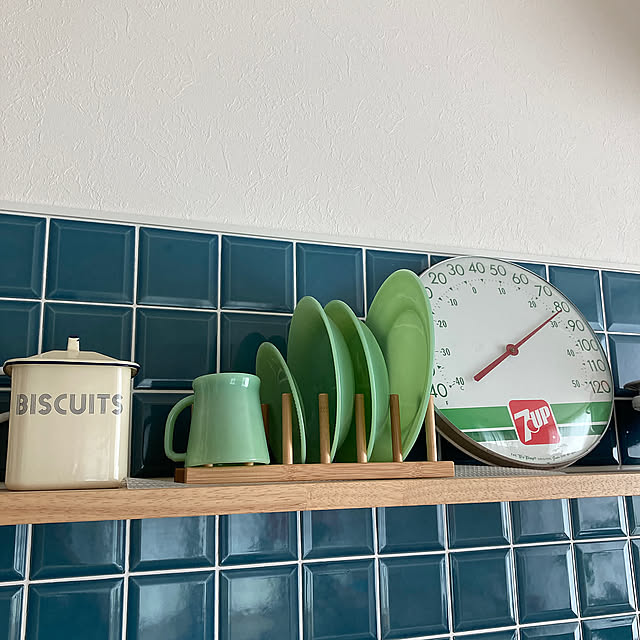 Kitchen,食器好き,タイル壁,タイル貼り,ヴィンテージ雑貨,ファイヤーキングのある生活,ファイヤーキング,古道具,新居,マイホーム完成,アメリカン雑貨,アメリカンヴィンテージ,アメリカンスタイル hiilinoの部屋