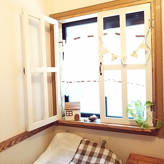 Bathroom,中古住宅リフォームなし,フォロー＆いいね！ありがとうございます☆,DIY,窓枠DIY,洗面所,洗面所改造,mちゃんの作品,mayutan.ちゃんの作品,おうち型ボックスDIY,カフェ風を目指して♪,ナチュラルも男前も好き,洗濯機カバー手作り Hiromi.の部屋