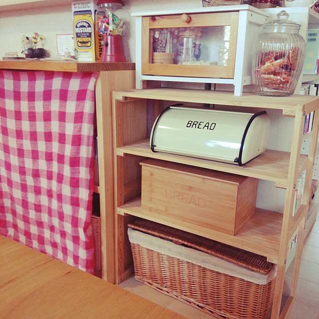 ニトリ,木製棚,蓋付きのカゴ,Lounge KOMARIN358の部屋