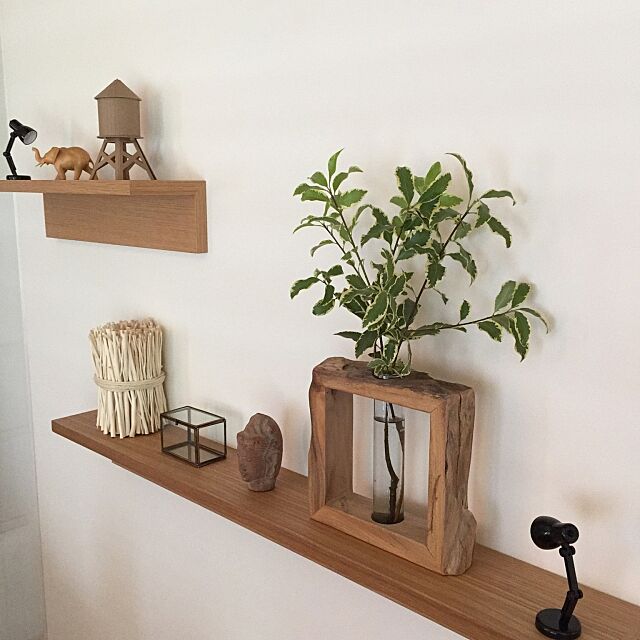 My Shelf,無印良品 壁に付けられる家具,ちっちゃいライト,無印良品×IDEE,一輪挿し,お散歩ゾウさん,観葉植物 shinの部屋