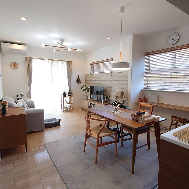 Overview,縦長のお部屋レイアウト,建売住宅,天井高2700,こどものいる暮らし,いぬのいる暮らし,unico,IKEA,シンプル,ナチュラル,壁に穴をあけたくない,ウッドブラインド,YKK ap窓,グリーンのある暮らし kouの部屋