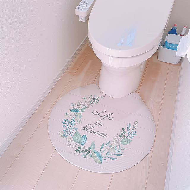 トイレマット,雑貨,我が家,カフェ風,ニトリ,北欧ナチュラル,建売住宅,ナチュラル,建売住宅だけど可愛く☆,Bathroom,円型トイレマット akiko-ovの部屋