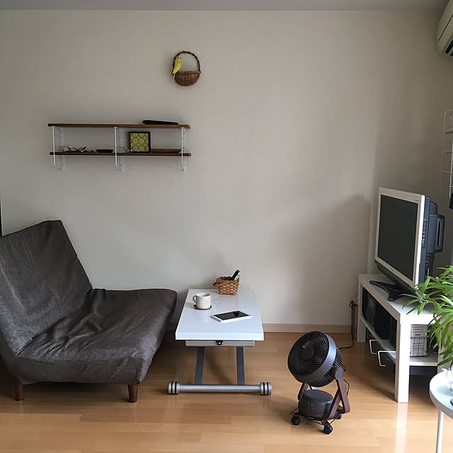 Lounge,ダイソーのキャスター台,ドウシシャ,サーキュレーター,扇風機,一人暮らし,1Rマンション,居心地のいい場所,100均,賃貸でも諦めない！,好きなものに囲まれて暮らす,帰りたくなる家 snowbootsの部屋