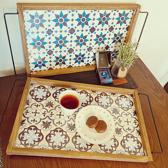 ブライワックス ジャコビアン,おぼんDIY,カフェトレー,タイルトレー手作り,タイルトレーDIY,カフェトレーDIY,100均DIY,セリアDIY,セリア雑貨,ティータイム,My Desk kainax0522の部屋