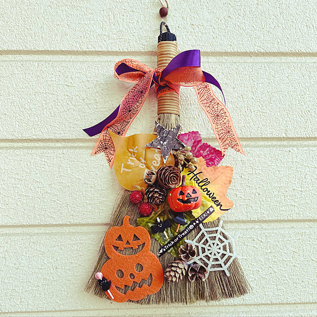 ほうき,ワークショップ,HALLOWEEN,ハロウィン,こどものいる暮らし,イベント参加,100均,ハンドメイド,手作り,Entrance,Trick or Treat Maryの部屋