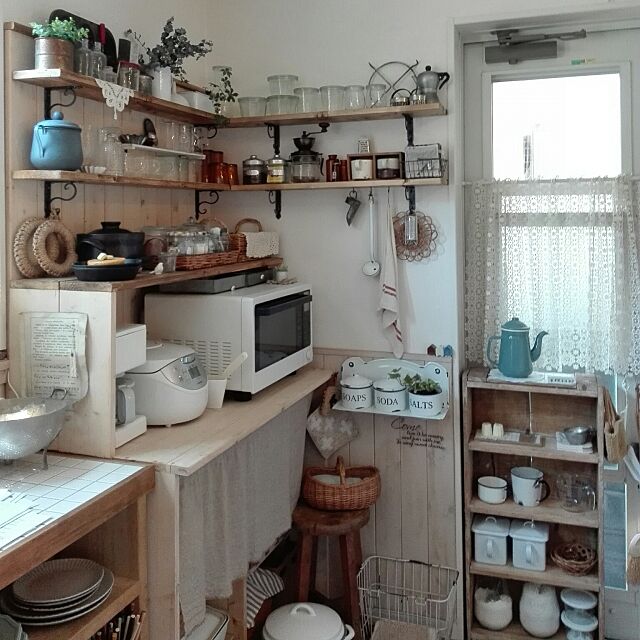 Kitchen,古いもの,朝の１枚,グリーンのある暮らし,見せる収納,WECK,2017/06/21,ディスプレイ kokkomachaの部屋