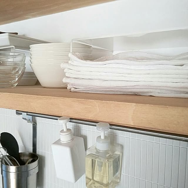 Kitchen,お気に入り,無印良品,中古マンション,シンプルライフ,シンプル,リノベーション,造作キッチン,ふきん,モザイクタイル mimyの部屋