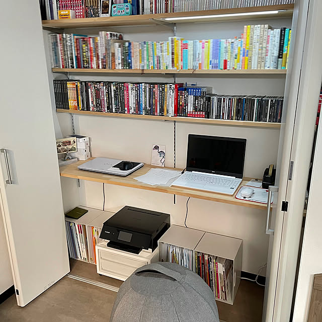 Lounge,デスク周り,暮らしの工夫,書斎コーナー,書斎スペース,解説,隠す収納,PCスペース,PC収納,PCデスク,PC周り,アイデア収納,クローゼットの中,パソコン机 Rainの部屋
