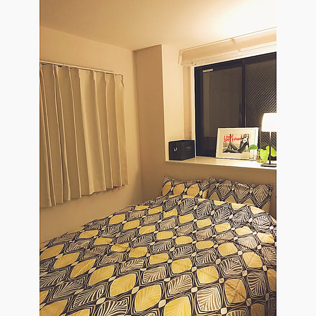 Bedroom,ダブルベッド,IKEA,北欧インテリア,ベッドルーム,収納上手になりたい♬,狭くてもあきらめない,新居を改造中,ふたり暮らし,間接照明,これからじっくりと。,引っ越したばかり,賃貸でも楽しく♪,すきなものに囲まれた暮らし,アラサー女子部,いぬと暮らす yuchの部屋