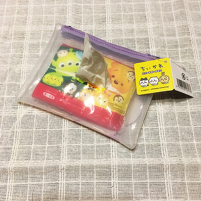 ティッシュカバー,ティッシュケース,しただけ,10分でできる,いつもありがとうございます♪感謝☆,100均,RCカントリー倶楽部☆,皆さんとの繋がりに感謝♪,セリア,ビニールポーチ,はちわれ,週末買ったもの,ちいかわ,My Desk shigetanの部屋