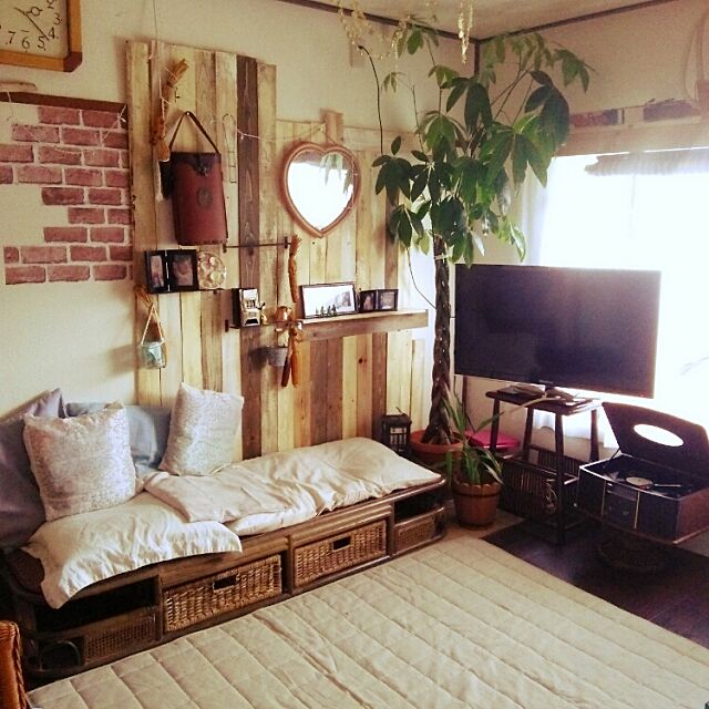 Lounge,観葉植物,DIY,賃貸,狭いリビング 藤が好き,レコード konakoの部屋