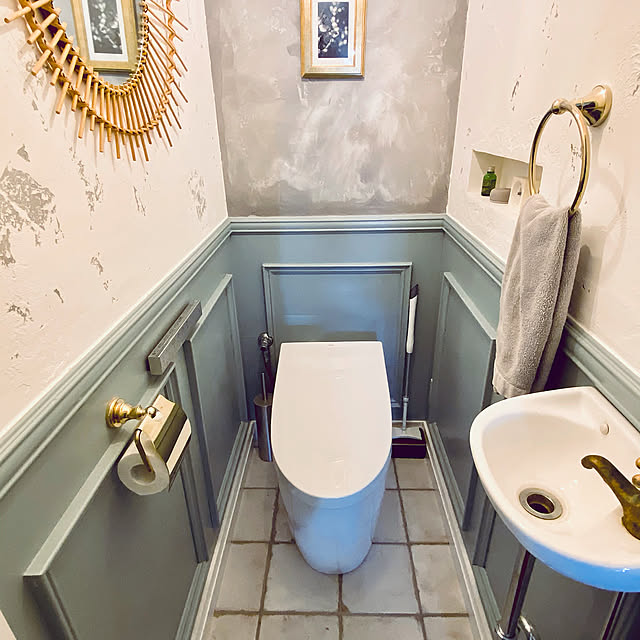 ウイルス除去,クイックル,トイレ掃除,除菌,掃除道具,Bathroom,タイル,タイル床,タイル貼り,インダストリアル,ヴィンテージ,DIY shijiminの部屋