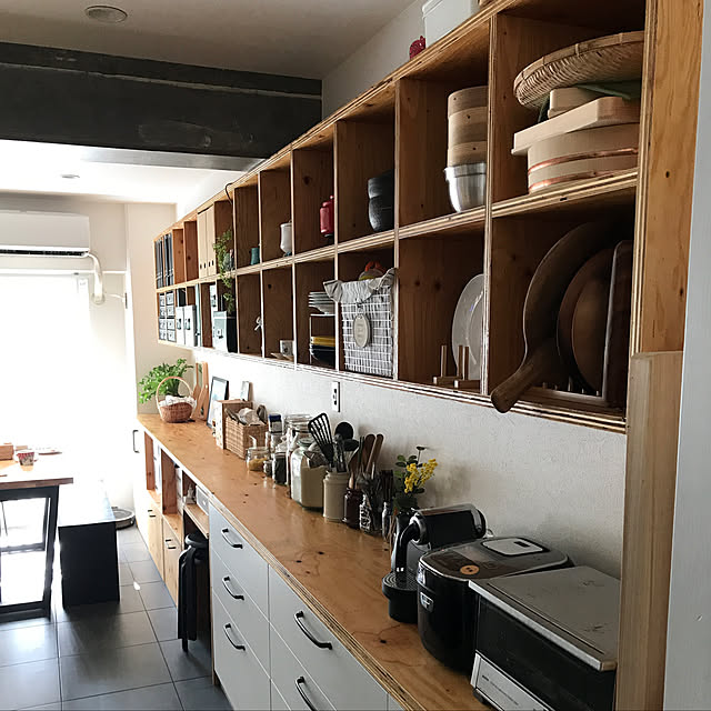 Kitchen,アイリスオーヤマ炊飯器,PanasonicVstyle,バーチカルブラインド,無印良品,Panasonic,北欧,IKEA,セリア,フルリノベーション,スケルトンリノベーション,ニトリ,観葉植物,プラマードＵ,こどもと暮らす,無垢フローリング,市場かご ZEFFARの部屋