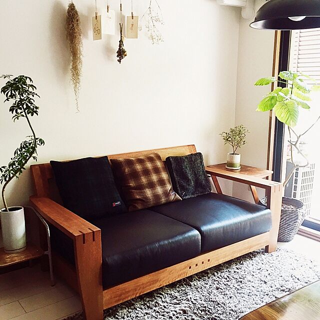 Lounge,bosco,観葉植物,レザーソファー,ソファー,ソファ,カフェ風,照明 Ogawaの部屋