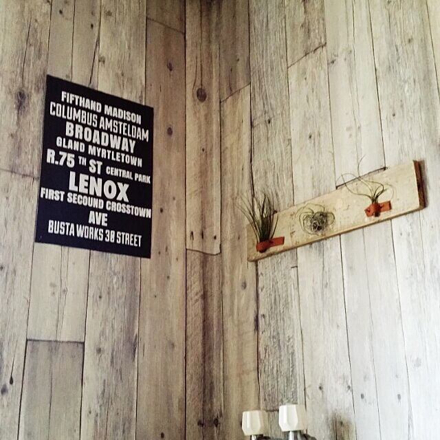 Bathroom,DIY,バスロールサイン,男前,wood pro,エアプランツホルダー,エアプランツ,壁紙屋本舗 sensyuの部屋