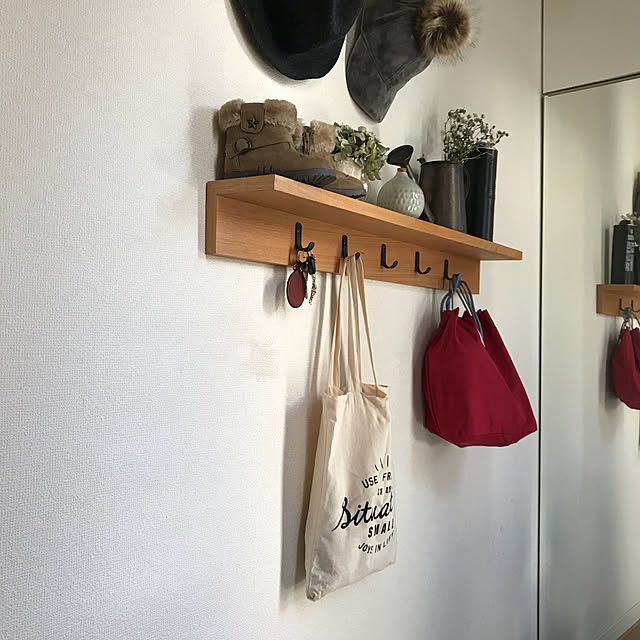 Entrance,セリア,キーフック,無印良品 壁に付けられる家具 hilari_design_lifeの部屋