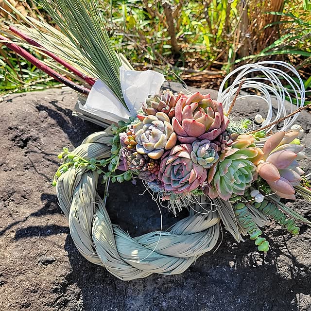 Entrance,ナチュラル,庭,ガーデニング,多肉植物,多肉植物寄せ植え,セダム,ナチュラルガーデン,多肉植物の寄せ植え,多肉植物が好き,バルコニーガーデン,多肉植物のある暮らし,多肉植物のある生活,ワークショップ,クリスマス多肉植物の寄せ植え,しめ縄,しめ縄リース,しめなわ飾り手作り,多肉植物しめ縄,お飾り多肉植物 fuafuaの部屋