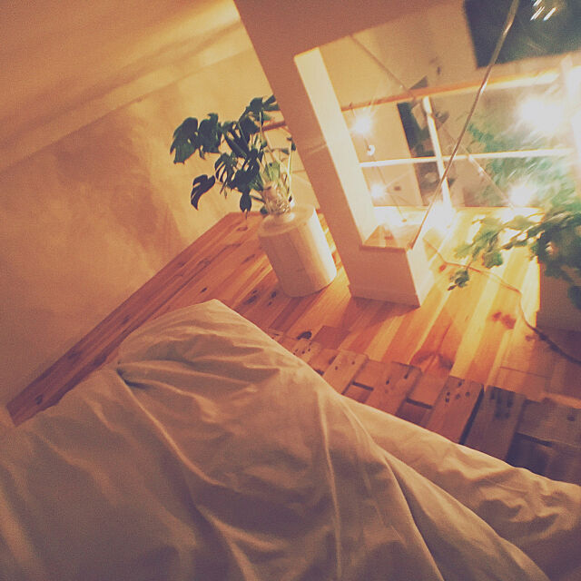 Bedroom,IKEA,DIY,ロフト,観葉植物,ナチュラル,照明,無垢材 bassa_の部屋