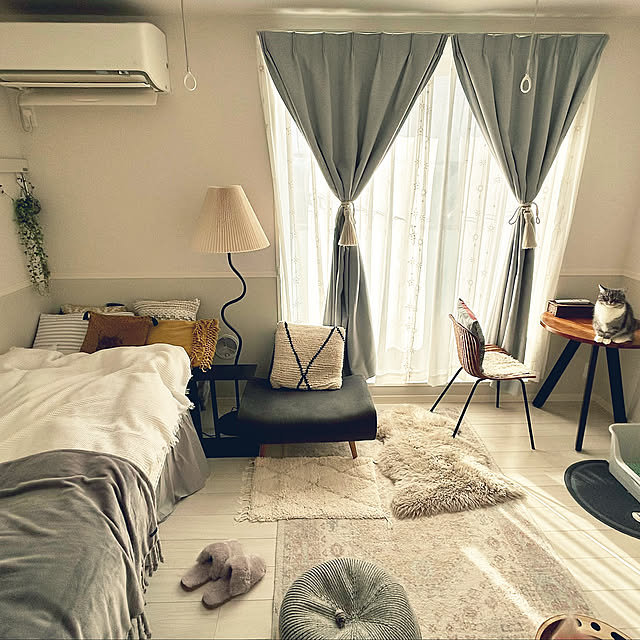 Overview,一人暮らし,7畳,ひとり暮らし,unico,IDEE,journal standard Furniture,猫と暮らす,ベニワレン,ねこと暮らす,ムートンラグ,KANADEMONO coco_pandaの部屋