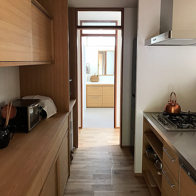 Kitchen,動線,ランドリールーム,新築,漆喰,平家,廊下 POMの部屋