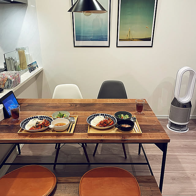 IKEA,新生活,ダイニングテーブル,ペンダントライト,ヴィンテージ風,CRASH GATE,マンション暮らし,アートのある暮らし,Lounge,オープンキッチン,シンプル,インダストリアル noaの部屋