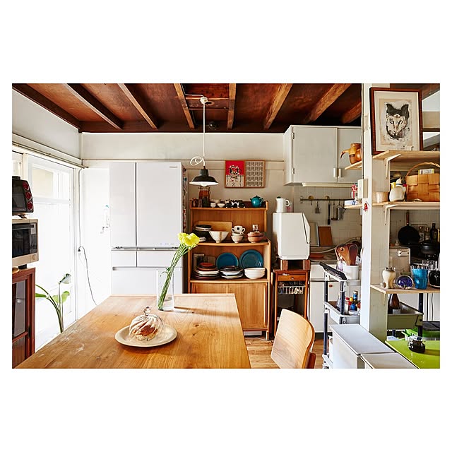 Kitchen,ダイニングテーブル,ダイニング,insta→midorikawasemi,IDEE,男前,アートと暮らす,アート,グリーンのある暮らし,観葉植物 midorikawasemiの部屋