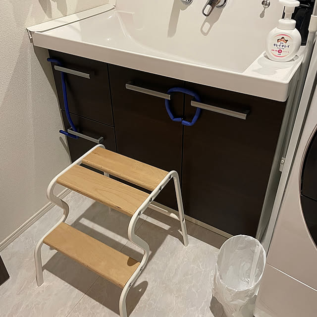 Bathroom,洗面所,IKEA,踏み台,洗面所のインテリア,新居,ホワイトインテリア,新築,建売,建売住宅,白い家,新築一戸建て,赤ちゃんのいる暮らし,新築戸建,赤ちゃんと暮らす sakの部屋