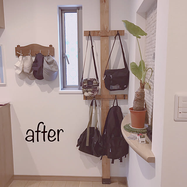 ナチュラル,DIY,ポールハンガー,ディアウォール,RCの出会いに感謝♡,すっきり暮らす,シンプルな暮らし,バッグ掛け,Entrance,1×4材 me_moの部屋