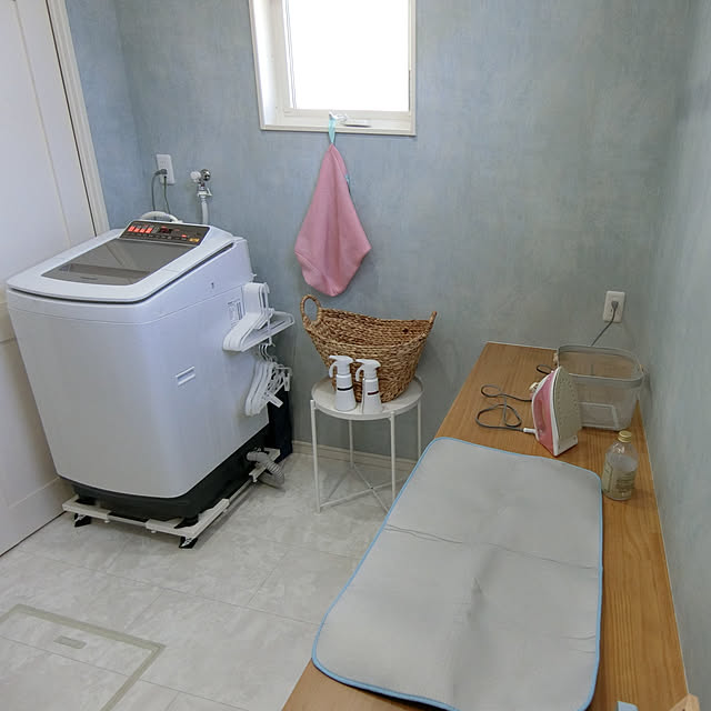 アイロンスペース,Bathroom,ランドリールーム,アイロン台,ラク家事,部屋干し,脱衣場,脱衣場収納,アイロンをかけるところ,アイロンマット noel.eの部屋