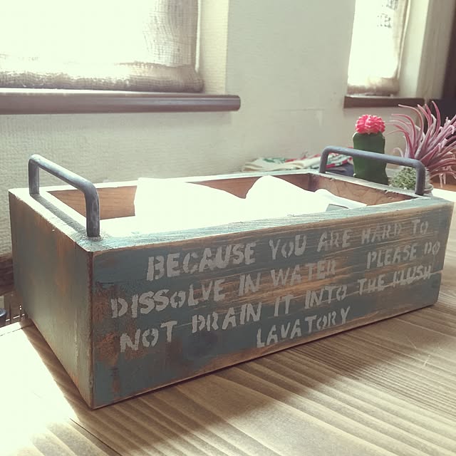 My Desk,かすがい,ティッシュBOX,2015/5/6 今日はパパの誕生日,ステンシル,ティッシュケース mohyuの部屋