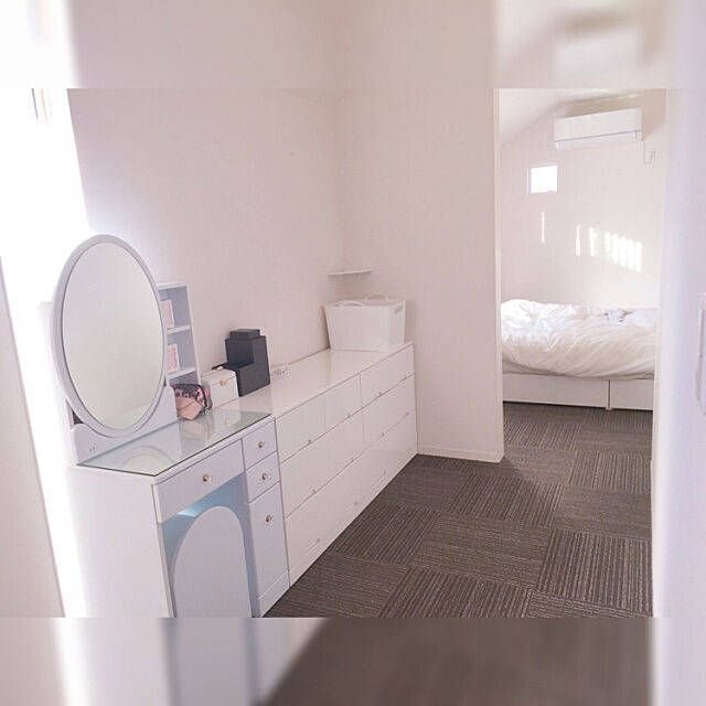 Bedroom,ドレッサー,寝室,シンプル,シンプルが好き,ホワイト,ニトリ,セリア,ダイソー ...slw.8の部屋