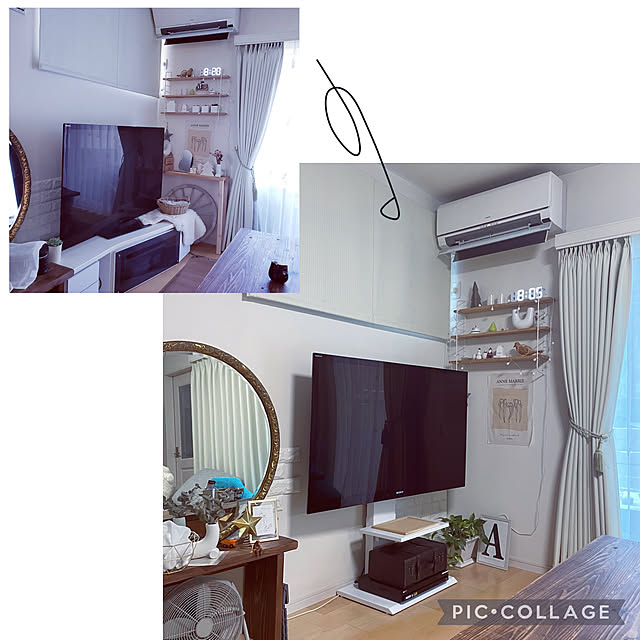 模様替え,スリム化,壁寄せテレビ台,RoomClipショッピング,ウェルカムクーポン,テレビ台,テレビスタンド,ダイソー,ダイソー購入品,掃除は断捨離から,断捨離大事,見直し大事,Lounge puritan_rの部屋