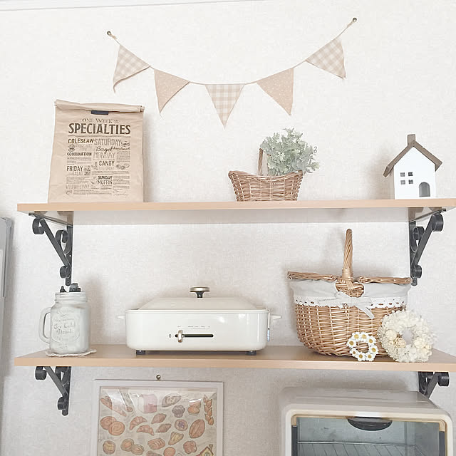 Kitchen,キッチン棚,ナチュラル,カゴ,建売住宅,DIY,収納アイデア Minoriの部屋