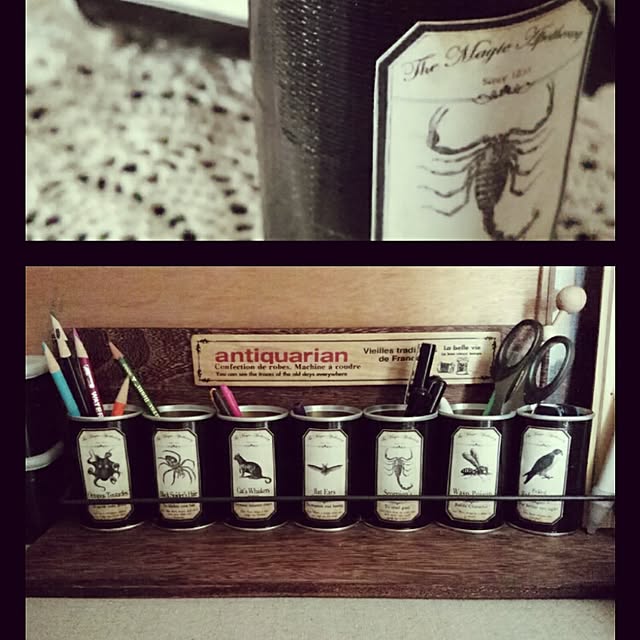 My Desk,セリア,100均,布ガムテープ,男前,空き缶リメイク,海外フリー素材,ダイソー paceの部屋