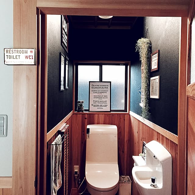 Bathroom,トイレ,木の家,いなざうるす屋,男前,フェイクグリーン　 mamyuの部屋